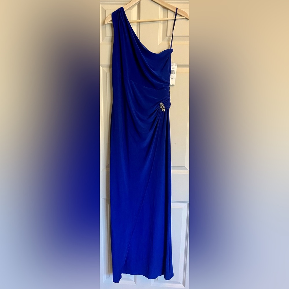 Cobalt Blue Ralph Lauren One-Shoulder Gown